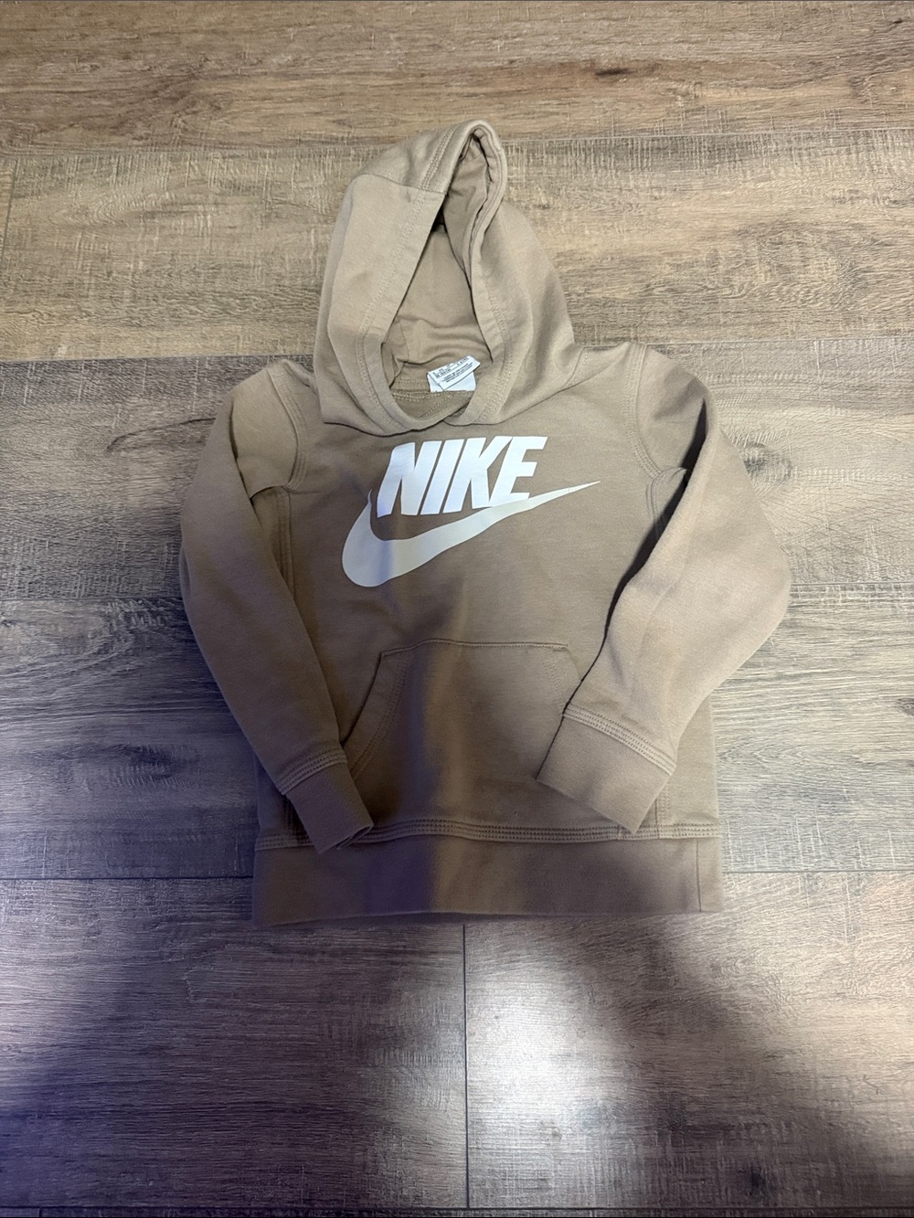 Nike Kids Tan Hoodie with White Logo